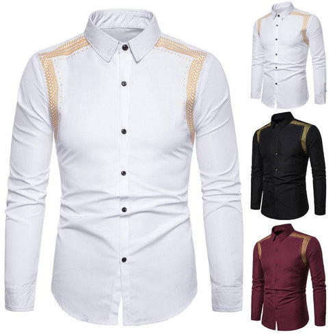 Men's Shirt with Gold Fabric Design